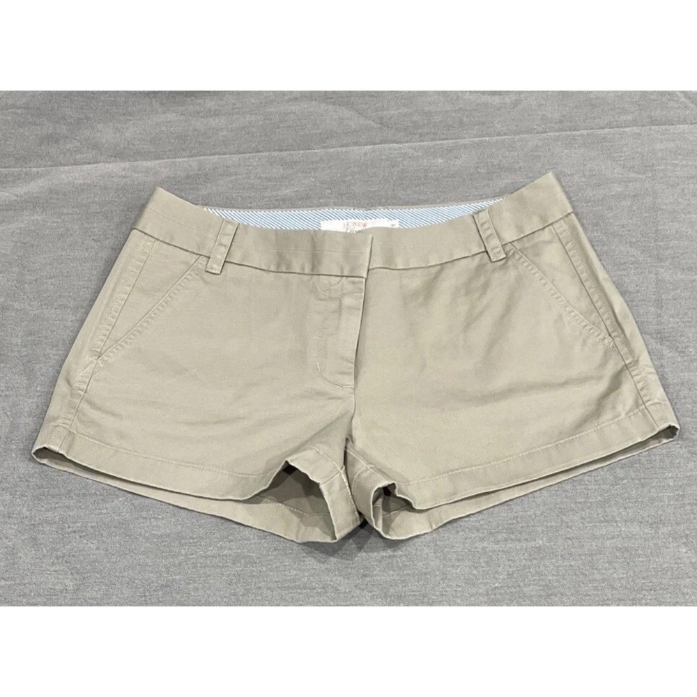J Crew Shorts Chino Broken-In Mid Rise 100% Cotton Beige Khaki Preppy NWT Size 8